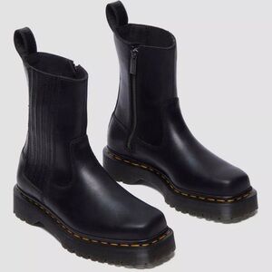 Dr. Martens Black Leather Chelsea Boot with Branded Silver Zipper